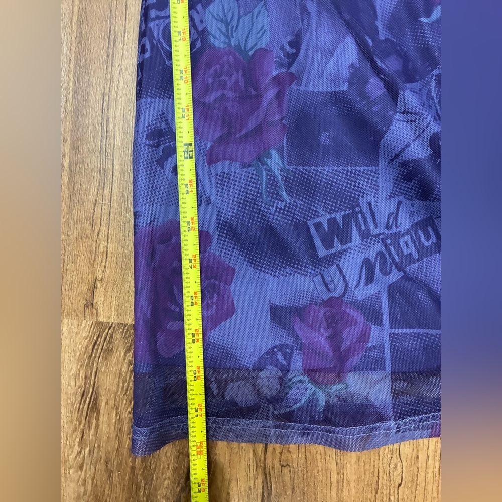Torrid Betsey Johnson Mesh Flare Pants Purple Rose Logo Print LikeNew Condition - Picture 7 of 9